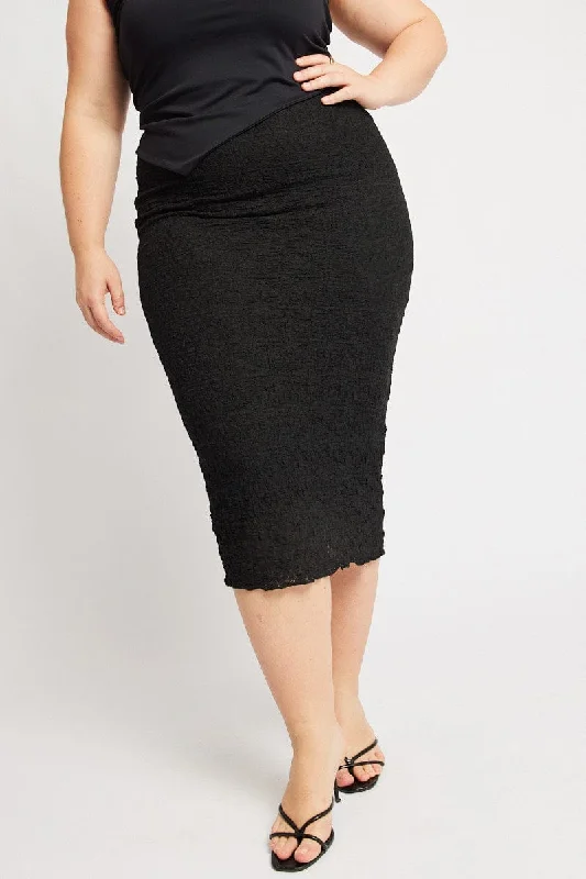 Black Bubble Lace Texture Skirt