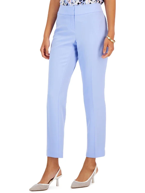 Petites Womens High Rise Solid Straight Leg Pants