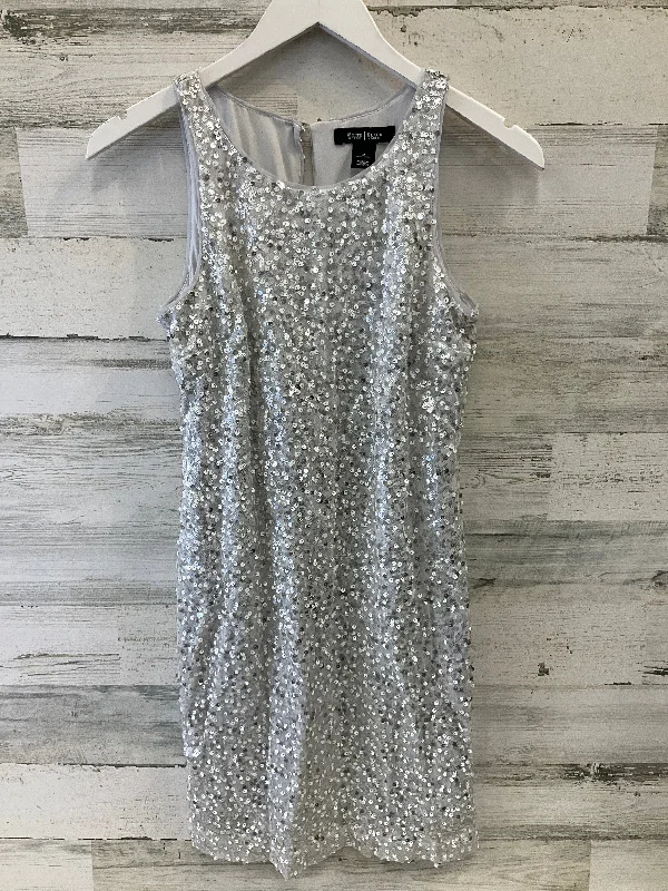 Dress Casual Midi By White House Black Market In Silver, Size: Xs